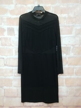 NWT Charlotte Russe Black Long Sleeve Mesh Accent Dress Size XL